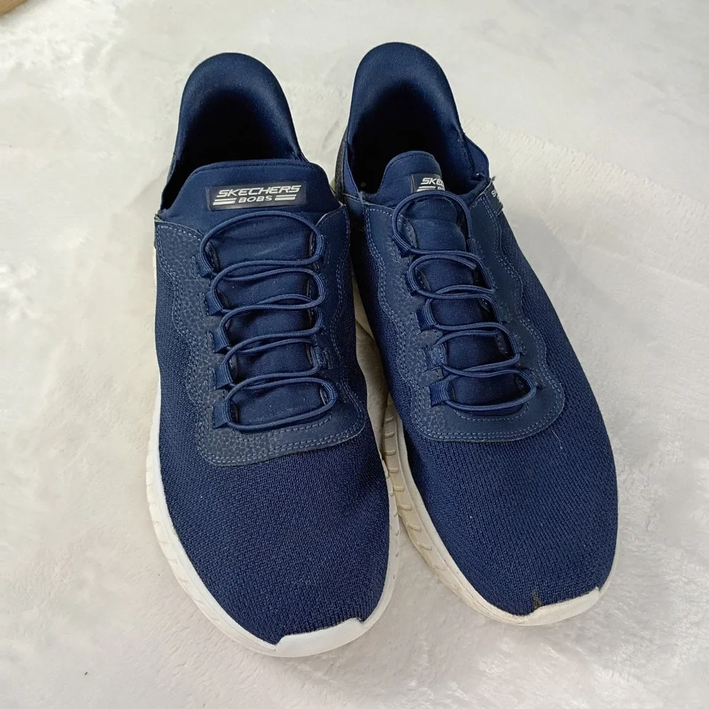 Skechers Bobs Slip-ins Sneaker Mens 10.5 Navy Blue Athletic Comfort Walking Shoe